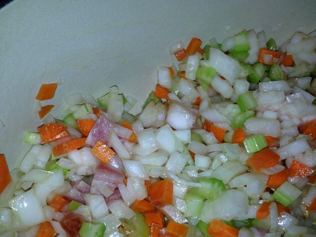 sauteed carrots, celery, and onions