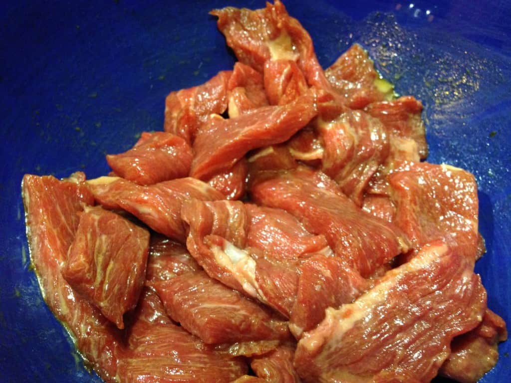 Marinating the beef