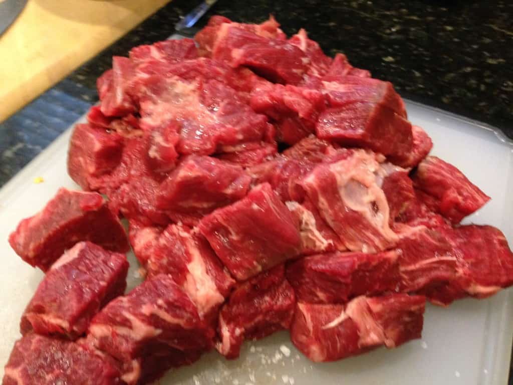 Chuck roast, cut into one-inch pieces.
