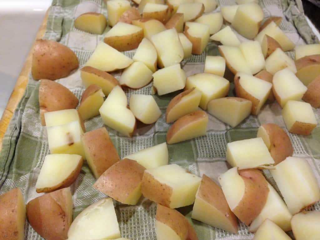 Potatoes ready for parboiling.