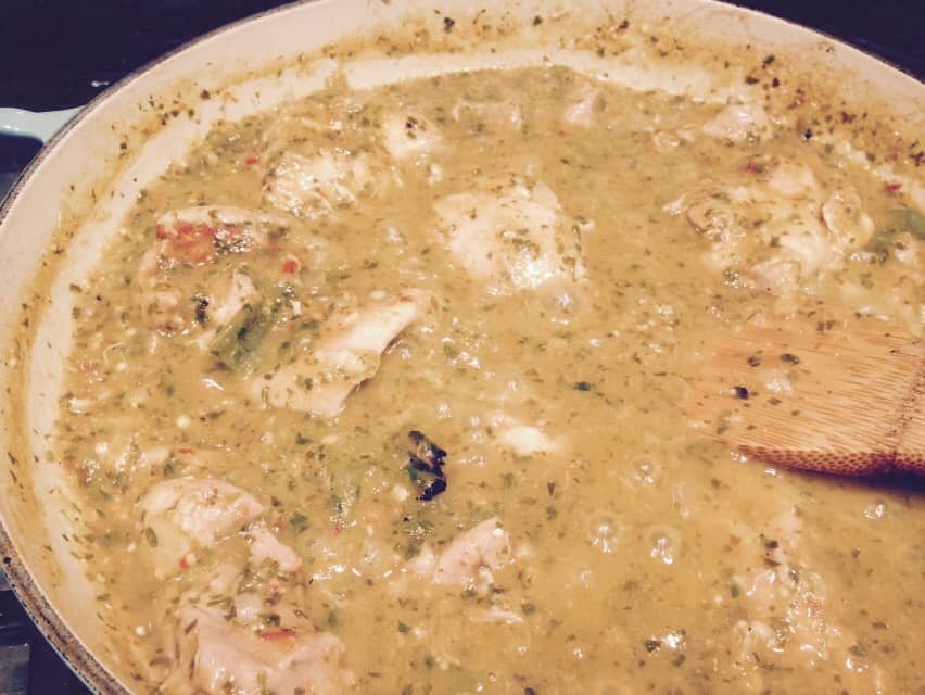 Simmering Chicken Chile Verde