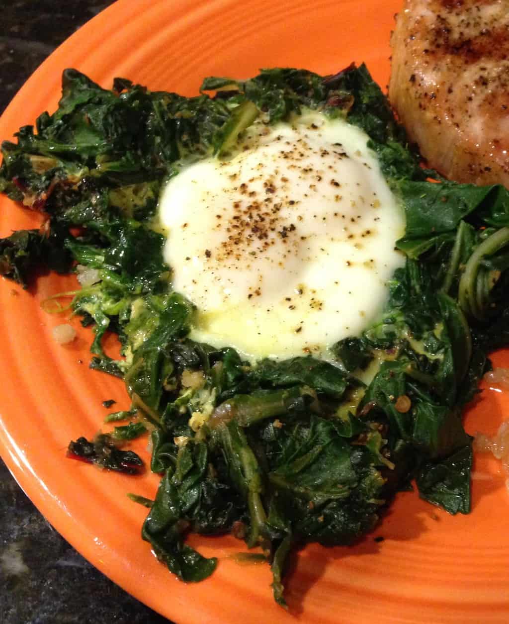 Greens with Baked Eggs