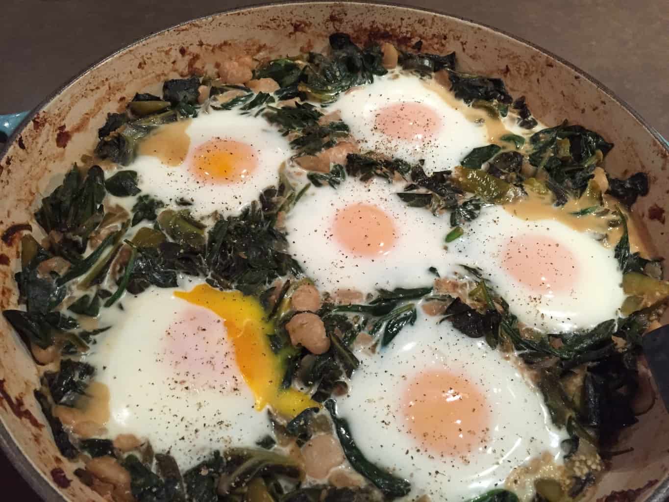 Shakshuka-Style Greens and Eggs