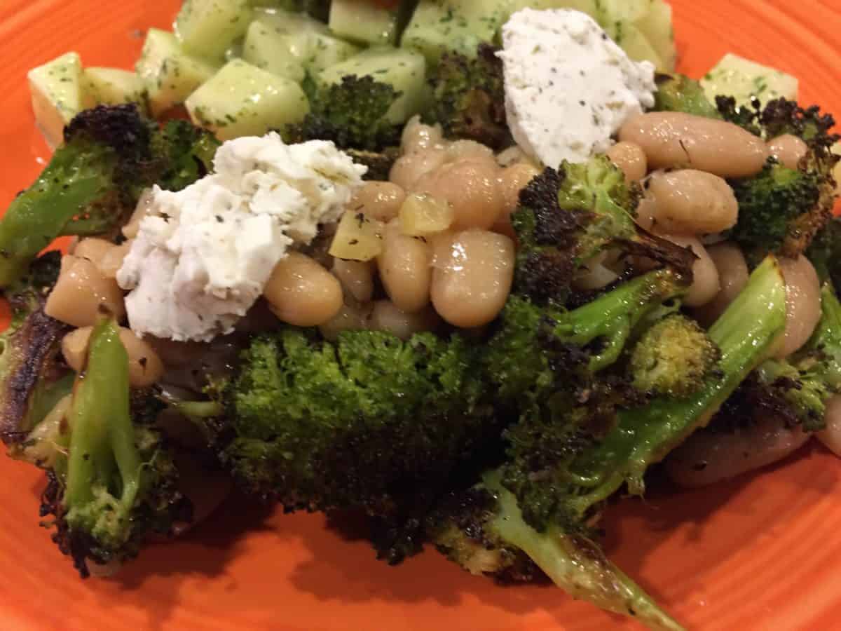 Broccoli and White Beans with Goat Cheese and Lemon Dressing